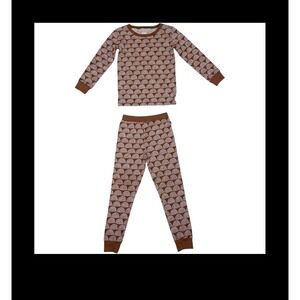Little Sleepies 3T Pajama Set Brown White Rainbow Bamboo Long Sleeve Joggers
